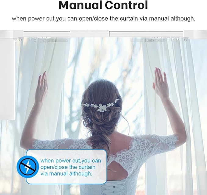 Matter over WiFi Hidden Smart Curtain Motor Track Kit, Silent Electric Curtain Rods 1.8N.m, Automatic Curtain Opener Compatible with HomeKit/Alexa/Google/SmartThings (3 meters (118.1 inches))