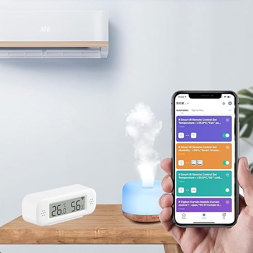 WiFi Thermometer Hygrometer Sensor, Temperature & Humidity Sensor with Notification Alarm for Remote Applications, Free Data Export, Compatible with Alexa- 1 Pack