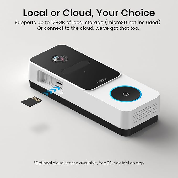 aosu Doorbell Camera Wireless- Head-to-Toe View, 2.4GHz WiFi Video Doorbell with Chime, Support Local Storage,Smart Human Detection, Works with Alexa &Google Assistant