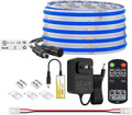 BTF-LIGHTING COB LED Strip Light 12V 16.4FT UL Listed, Blue Color Dimmable High Density Flexible Tape Light with RF Remote & ETL Power Adapter, Ultra Bright for Bedroom Kitchen Home Indoor Lighting