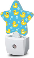 Cute Duck Night Lights Plug Into Wall,Yellow Cartoon Rubber Ducks Star Night Light for Kids,Nightlight with Dusk to Dawn Smart Sensor for Bedroom Bathroom Decor,Children Women Men Gift