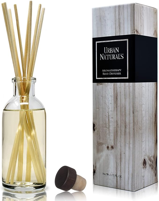 Urban Naturals Vanilla Bean Scented Oil Reed Diffuser Gift Set | Vanilla Cream, Amber & Sweet Tonka Bean | Made in the USA
