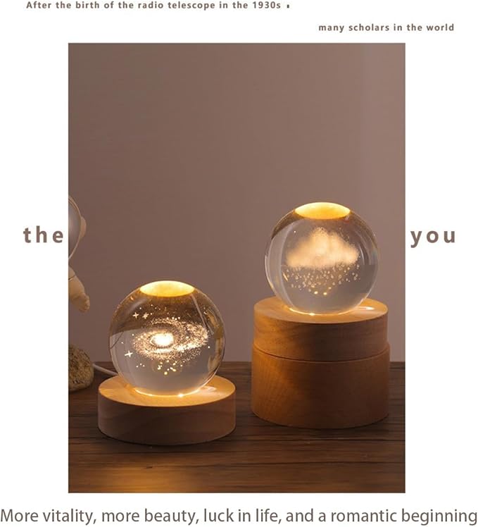 3D Crystal Ball Night Light Mood Lighting Cozy Comfort Gifts Home Decor lamp for Bedroom Space Lamps Happy Cozy Comfort Gifts (Saturn)