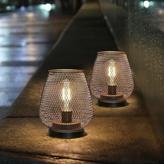 JHY DESIGN 6PCS Metal Cage LED Lantern Battery Powered Lamp Vintage Cordless Accent Light Great for Weddings Parties Patio Bedroom Living Room Yard Events for Indoors Outdoors