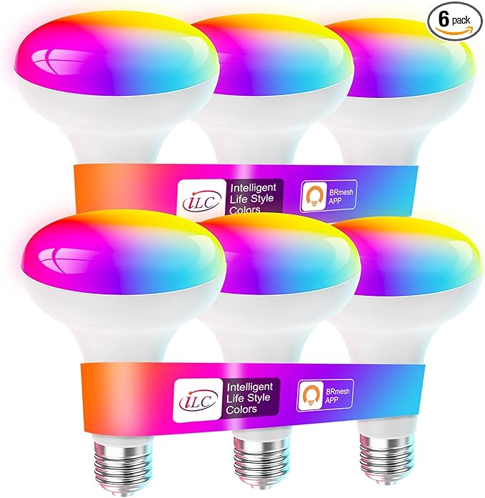 ILC BR30 Led Bulb, Alexa Flood Light Bulbs, Compatible with Alexa Required Echo Device, (Equivalent to 70W) Color Changing, Turnable 2700K-6000K Indoor(6 Packs)