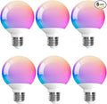 ILC G25 Globe Light Bulbs, App-Controlled Vanity Light Bulbs via Bluetooth Mesh,1600 Million Colors, 600LM, 6W, 60W Equivalent, 2700K Warm White, CRI>95+, E26 Base, Dimming via app only, 6 Pack