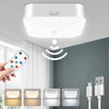 Motion Sensor Rechargeable Ceiling Light Indoor with Remote, Wireless Battery Operated Rechargeable Sensor Light for Closet, Garage, Hallway, 3000K-6000K Battery Powered Shower Lights