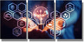 LSIUHWUWI Wall Art Painting Artificial Intelligence, AI Logistic Management Concept Pictures Print on Canvas 3 Panel Canvas Wall Art AI Artwork Ready to Hang 16x24inchx3
