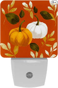 Thanksgiving Pumpkins a LED Night Light, Plug-in, Dusk-to-Dawn Sensor, Home Décor, Ideal for Bedroom, Bathroom, Nursery, Kitchen, Basement, 2 Pack