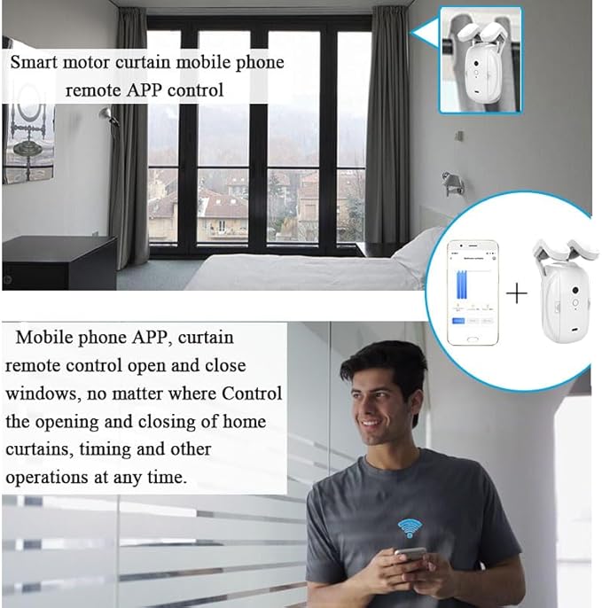 AutoDraw Pro Smart Curtain Opener (2 Pack): 45dB Ultra Quiet, 4000mAh(6 Months), Works with U/L Tracks+Roman Shades, Alexa/Google Home Compatible