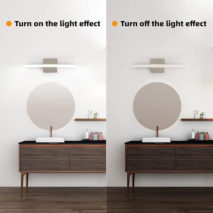 Modern LED Vanity Lights for Bathroom 1 Pack 16IN 9W Daylight White Chrome Bathroom Light Fixtures Lights Over Mirror Vanity Lighting Fixtures Vanity Light