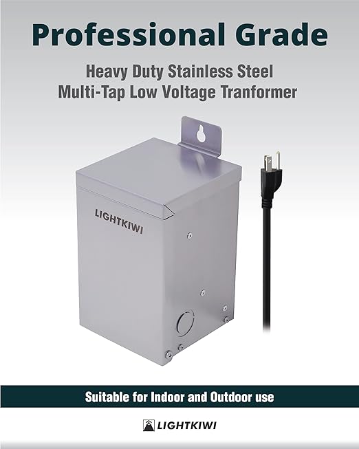 Lightkiwi U2184 75W Outdoor Low Voltage Landscape Lighting Transformer 120V AC to (12V-15V AC) Multi-Tap - Weatherproof for Pathway Lights, Spotlight and Pool/Spa Lightings - ETL Listed