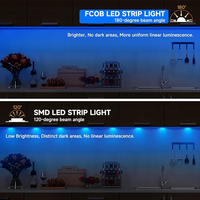 BTF-LIGHTING FCOB COB FOB LED Strip Lights 5V USB Powered 9.8FT 960LEDs Blue Color 8mm Width Dimmable CRI 90+ with 3M Tape Flexible High Density for 3D Printer TV Backlight PC DIY Decor