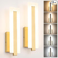Tipace Hardwired Brass Dimmable Modern LED Wall Sconce 2 Packs 3000K 3500K 4000K 5000K 6000K Indoor Wall Lights Up and Down Wall Mount Light for Living Room Bedroom Hallway Corridor(5CCT)