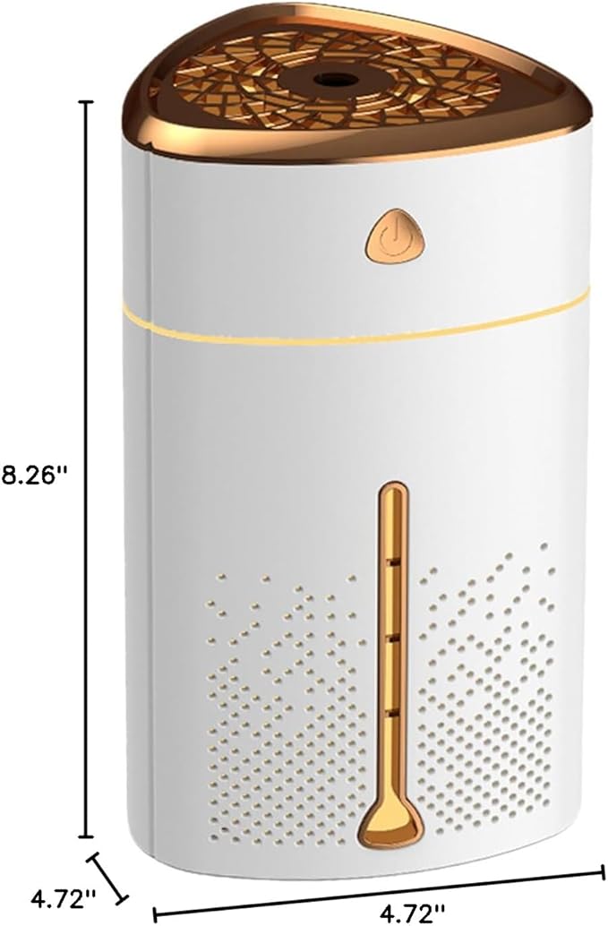 Travel Humidifier, 1000mL Mist Humidifier Diffuser Essential Oil Diffuser Aromatherapy Diffuser with 7 Color Changing LED Lights for Homes, Cars, and Offices (White)