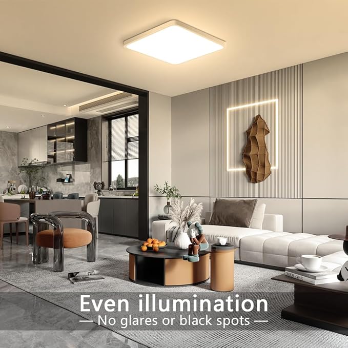 9Inch 18W Square LED Ceiling Light Fixtures Flush Mount, 2800K Warm White LED Ceiling Lamp, Surface Mount Modern Ceiling Lights, Slim Flat Panel Lighting for Bedroom, Kitchen, Bathroom Etc.