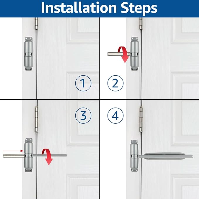 2PCS Automatic Door Closer Safety Spring Door Closers, Adjustable Closing Door Hinge for Convert Hinged Doors to Self-Closing, Grey Door Closer Auto for Residential, Commercial - 4-1/2 Inch