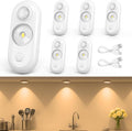 inShareplus LED Motion Sensor Puck Lights, Magnetic Under Cabinet Light Indoor, Small Rechargeable Night Light, Dimmable Sensor Lights for Closet, Stairs, Kitchen, Warm White (6 Pack)
