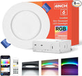 6Pack Smart RGB Recessed Lighting 4Inch,Ultra-Thin Canless LED Downlight,2.4GHz Wi-Fi Bluetooth, 2700K-6500K, 9W 810LM,Work with Tuya App,Alexa,Google Assistant,Sync Music