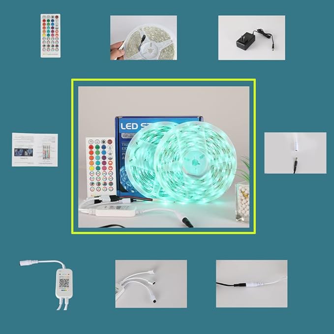 KUMQUAT LED Strip Lights 32.8ft RGB LED Light Strip Music Sync Color Changing LED Tape Bluetooth Flexible Strip Light for Home Kitchen Bedroom TV Bar Party