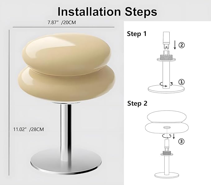Mushroom Lamp Table Lamp for Night Stands,Mid Century Modern Desk Lamps for Bedroom, Vintage Dimmable Bedside Small Lamps, Cute Cool Home Room Aesthetic Decor for Living Room(Cream)