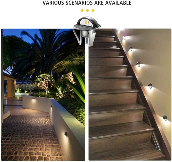 20pcs LED Step Lights Low Voltage IP65 Waterproof Recessed LED Deck Lighting, Half Moon F1.38 Yard Garden Patio Step Landscape Pathway Decor Lamps, Warm White