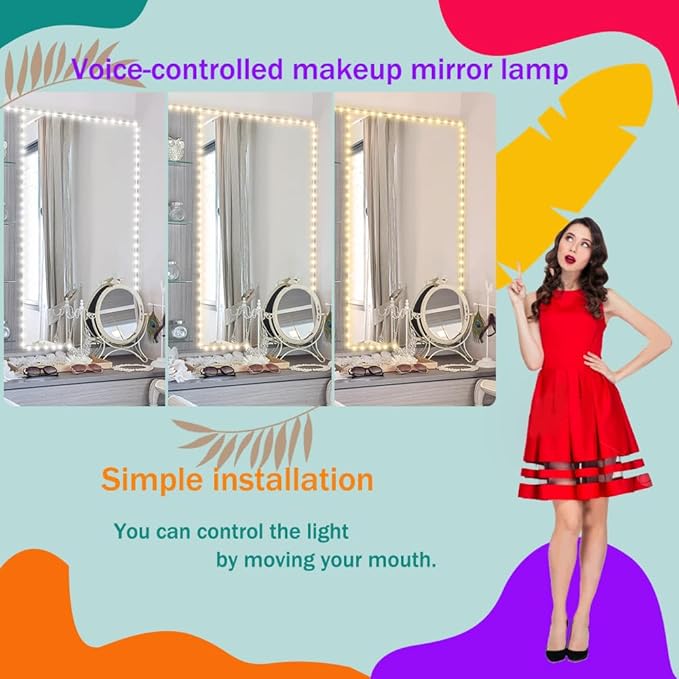 13ft/4M Led Vanity Mirror Lights Kit - Bendable, No Cut Required - Adjustable Strip Light Table Set with Dimmer and Power Supply