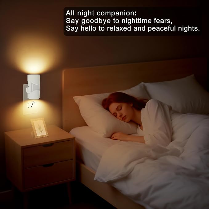 easuntec Night Light, Night Lights Plug into Wall, Warm Led Night Light, Dusk to Dawn Light Sensor, 3 Light Modes, Dimmable Night Lights for Bedroom Bathroom Hallway Kitchen Stairs (White, 2 Pack)