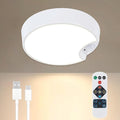 Rechargeable Motion Sensor Ceiling Light: Indoor LED Wireless Ceiling Light with Remote - Cordless Motion Activated Ceiling Lamp with Timer for Closet Hallway Bedroom (Rechargeable)