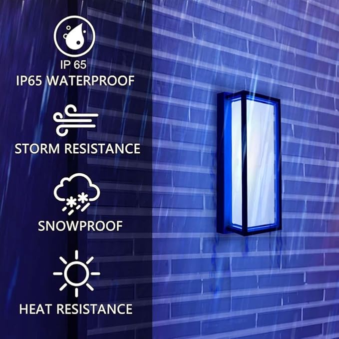 Color Changing Outdoor Wall Lights, Ambiance Exterior Wall Lights Up Down Lights Outdoor, Waterproof Square Porch Lights 2.4GHz WiFi APP Control Outdoor Light Fixture for Home Theater