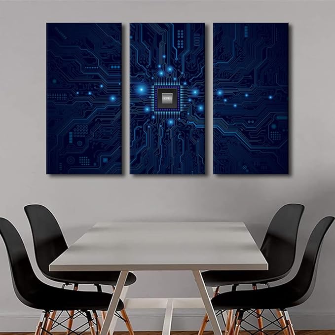 Canvas Art Technology Digital Art Canvas Wall Art for Living Room Programming Modern Abstract Painting Electronic PC Picture for Bedroom Office Home Wall Decorations Frame Ready to Hang(40"Wx60"H)