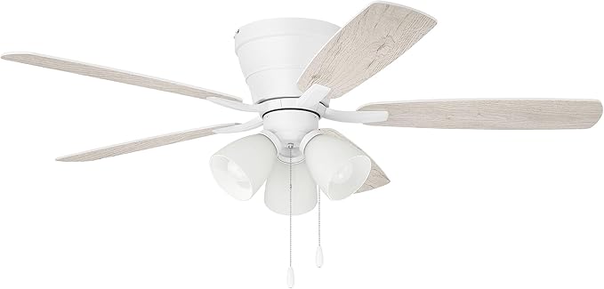 Craftmade 52" Wheeler Indoor Flush Mount 5 Blade White Finish Ceiling Fan with Optional 3-Light Kit