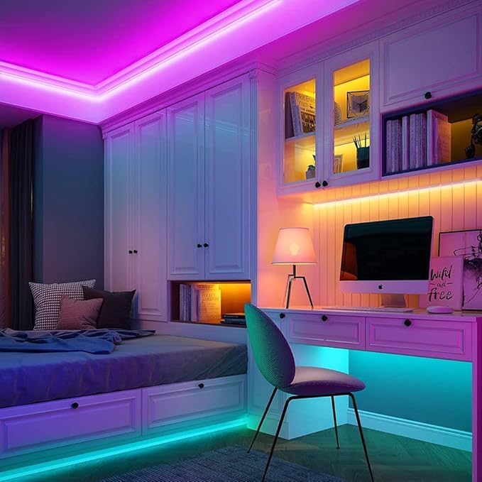 MIHEAL Led Strip Lights Kit 32.8 Ft (10m) 300leds Waterproof 5050 SMD RGB LED Flexible Lights with 44key ir Controller and Power Supply for Home,Kitchen,Trucks,Sitting Room and Bedroom Decoration.