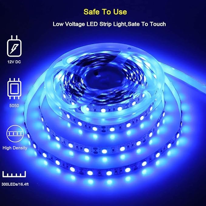 Pontoon LED Strip Lights, 12V 5M/16.4FT Waterproof Marine LED Light Boat Interior Light, Boat Deck Lights for Night Fishing, Ideal for Pontoon Fishing Boat (Blue)