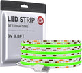BTF-LIGHTING FCOB USB Powered Green Color COB LED Strip Lights 9.8FT 960LEDs 5V 8mm Width 90+ High CRI Ultra Bright Flexible Light for TV Backlight Display Cabinet PC DIY Decor