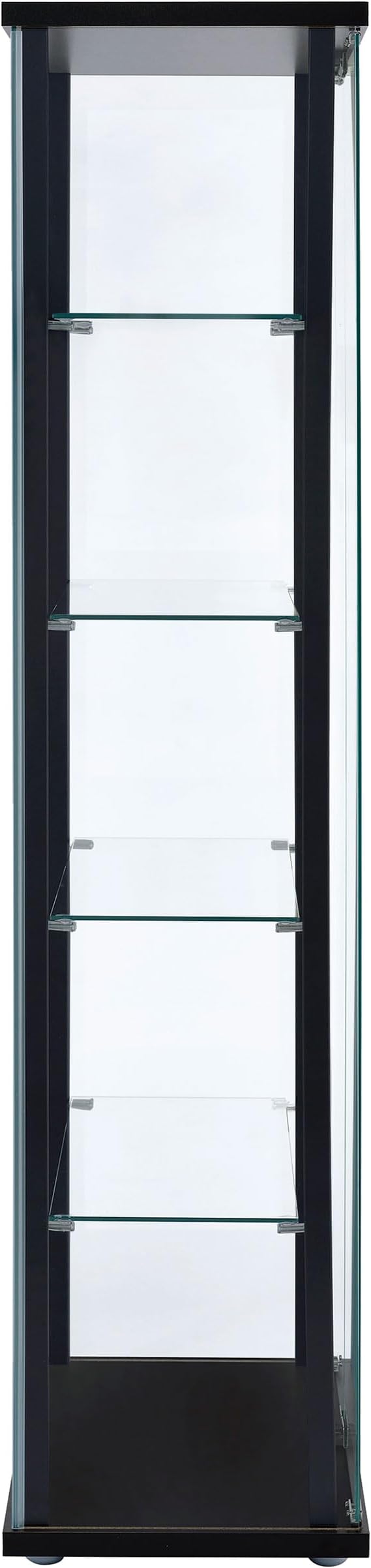 Coaster Home Furnishings - Delphinium - Wood - 5-Shelf Curio Display Cabinet with Tempered Glass Shelves, Push-to-Open Doors and Chrome Hardware - Living Room - Black - 950170