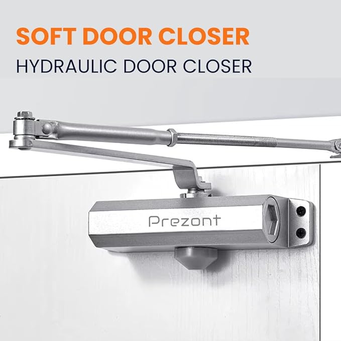 Hydraulic Automatic Door Closer – Heavy Duty Adjustable Closer (Up to 150 lbs) for Home & Commercial Use – Aluminum Alloy Auto Shut System for Interior & Exterior Doors