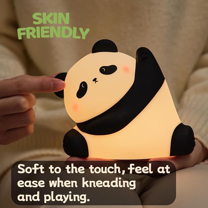 Cute Panda Silicone Night Light, 3-Level Dimmable Soft Light, Timed, Rechargeable, Bedside Touch Lamp, Creates a Cozy Ambiance, Ideal Decoration and Gift for Kids, Boy, Girl, and Friend