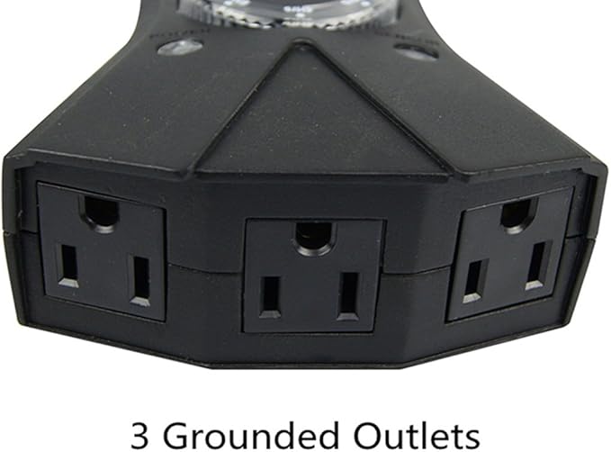 Outdoor Timer, 3 Outlets,Outdoor Timer Outlet Waterproof，Photo Senson,Dusk to Dawn,Suitable for Light String and Holiday Decoration TM-053