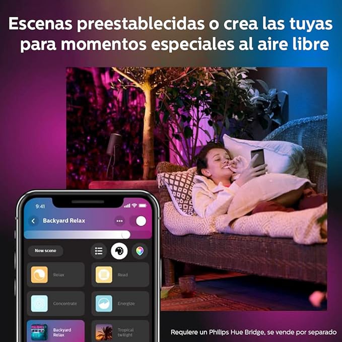 Philips Hue Lily White & Color Outdoor Spot Light Base kit (Hue Hub Required), 3 Spot Lights with Power Supply + Mount, Works with Alexa, HomeKit & Google Assistant