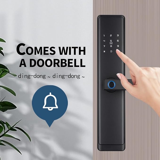 Sophies Keyless Entry Smart Lock with Handle, WiFi Door Lock, Tuya APP Control - Fingerprint Deadbolt with Keypad and Anti-Peeping Password Black
