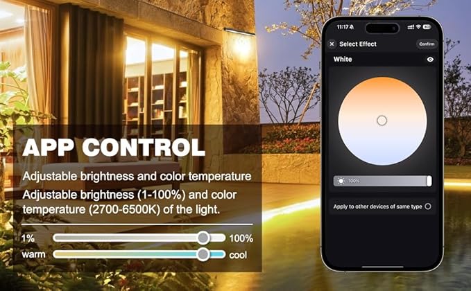 Smart LED Light Bar 20" – WiFi App & Remote Controlled RGB Wall Washer, 2700K-6500K Tunable White, 100% Dimmable IP65 Waterproof Outdoor Light Fixture, Voice Control, for Patio Garden Stage