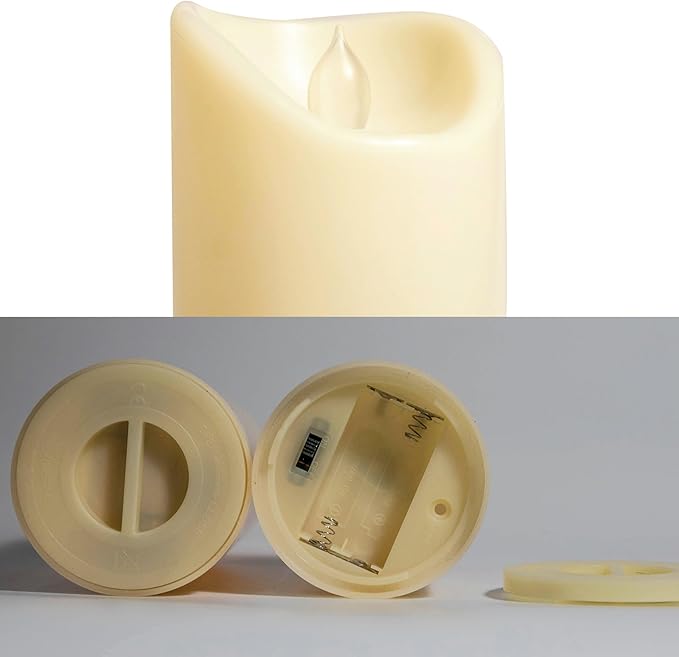 CANDLE CHOICE Outdoor Battery Operated Flameless Candles with Remote Timer Waterproof Flickering Plastic Electric LED Pillar Lights for Lantern Patio Garden Wedding Party Decorations 3x5 Inches 2 Pack