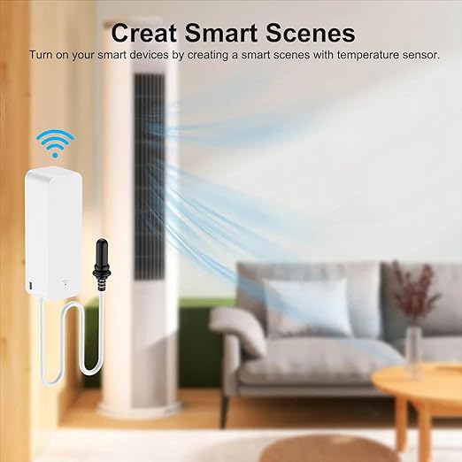 Smart Thermometer Hygrometer with Probe, WiFi Aquarium Temperature Humidity Gauge with App Remote Monitor, Indoor Refrigerator Thermometer Sensor, Data Storage&Export, Compatible with Alexa. 1PCS