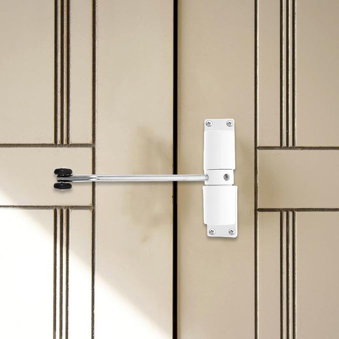 NUOBESTY Automatic Adjustable Spring Door Closer Silent Heavy Duty Aluminum Alloy for Home and Office with Pneumatic Mounting and Position Control Random Color