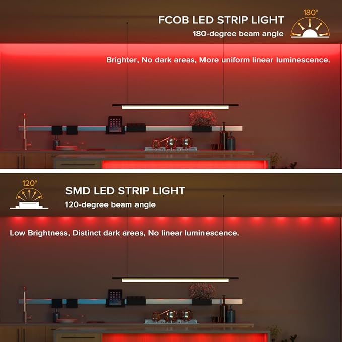 BTF-LIGHTING FCOB COB LED Strip Red Color 5mm Width UL Listed Super Narrow Flexible Uniform Light DC12V 16.4FT CRI 90+ Dimmable LED Ribbon for Bedroom Home Indoor Decor(No Adapter or Controller)