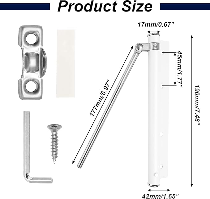 Automatic Door Closer Stainless Steel Soft Close Safety Spring Door Closer for Home Hotel with Screws, White