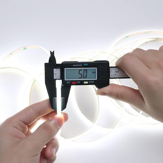 TOPAI 24V Thin 5mm COB LED Strip Light 6000K Bright White 16.4ft 4000Lm CRI>90 Uniform Dotless 400LEDs/M Adhesive Flexible Cuttable LED Tape for DIY, Bedroom, Under Cabinet Lighting
