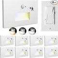 8 Pack Motion Sensor LED Step Lights, 3CCT 120V Hardwired Indoor Outdoor Stair Light, 3.5W 150LM 5%-100% Dimmable Waterproof Staircase Lamp, 3000K/4000K/6000K, Dimmer Switch, ETL, White