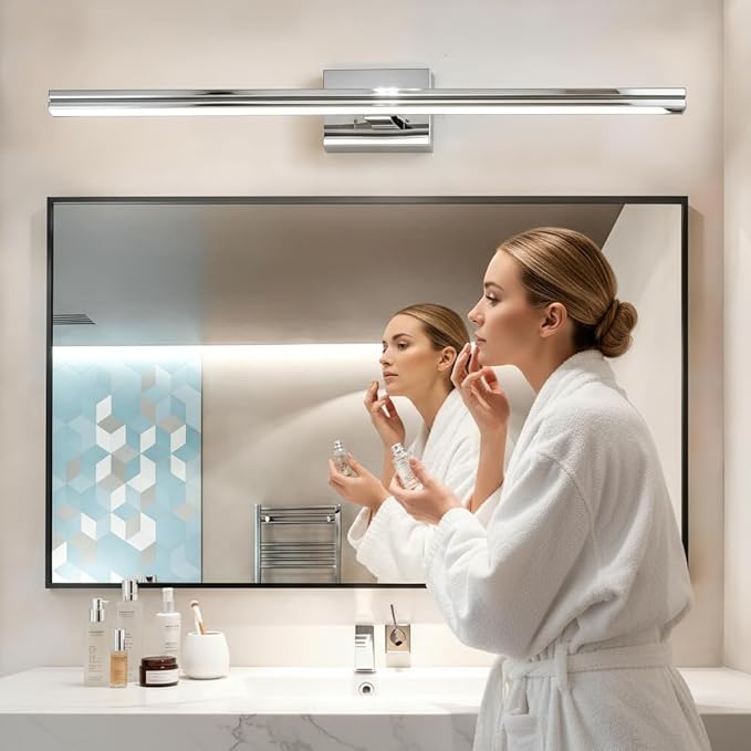 MEGAWISE 6185 LED Bathroom Mirror Front Light, 5 Color Temperatures Dimmable (2700K-6000K), Modern Vanity Light Bar for Bathroom, Anti-Fog & Waterproof (Chrome, 23.6inch, 14, Watts)